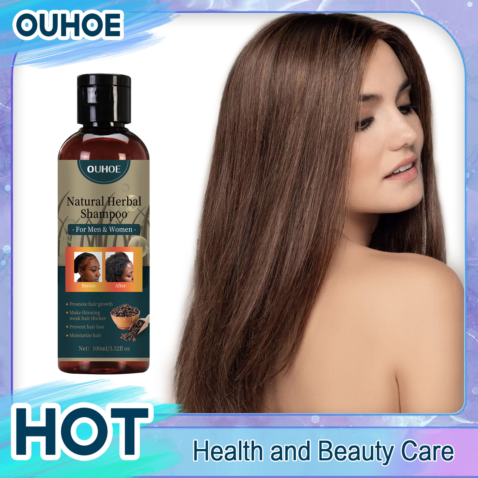 Hair Care Dandruff - OUHOE Szampon na porost włosów, przeciwłupieżowy,