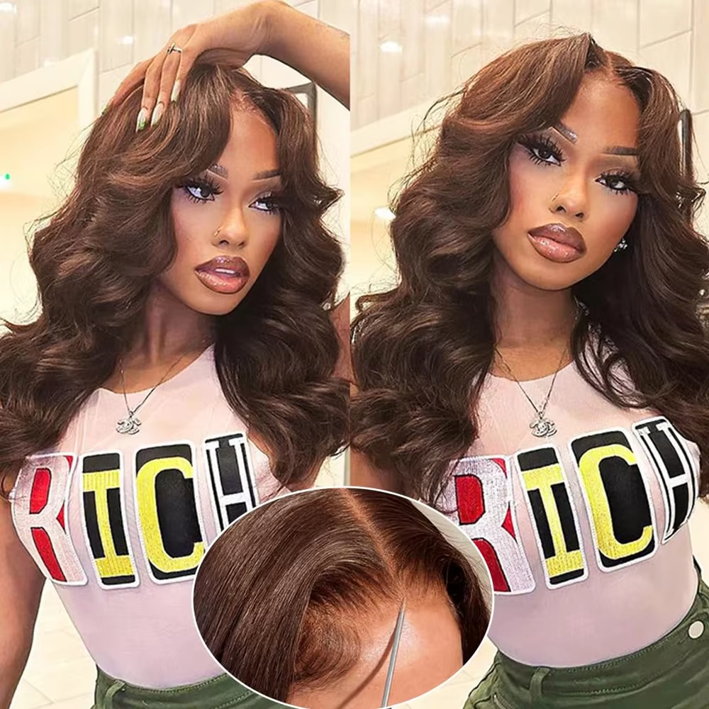 Lace Front Wig - Brązowy czekoladowy # Peruka z ludzkich