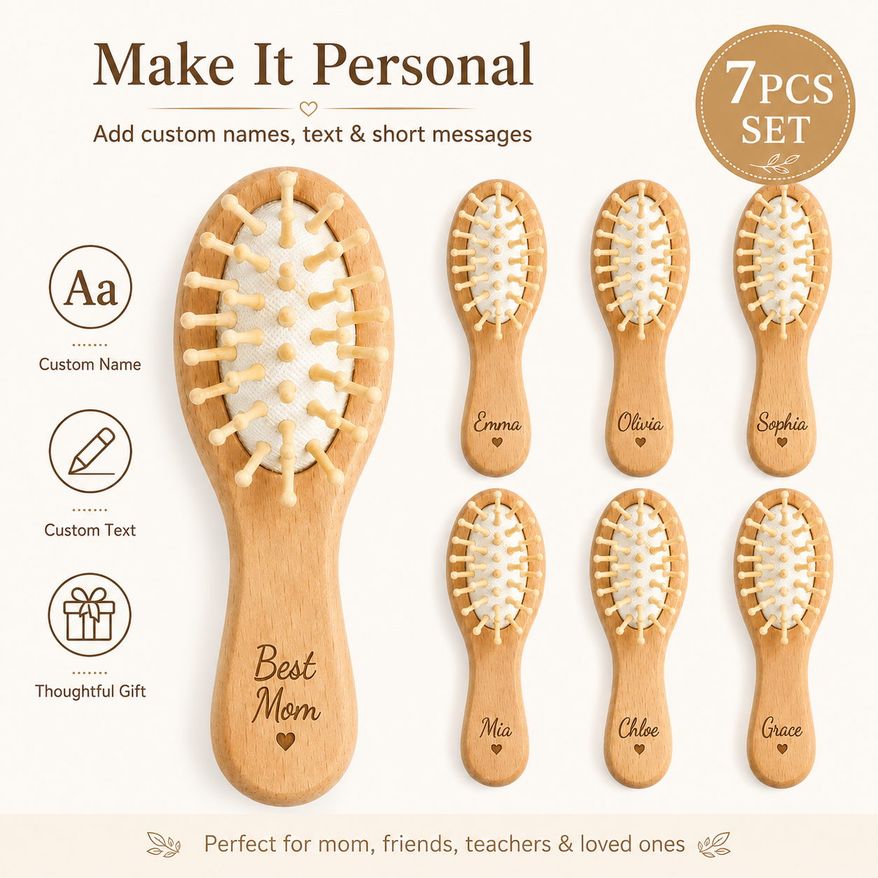7 szt. Personalizowane drewnia – Hair Care Names recenzja i cena