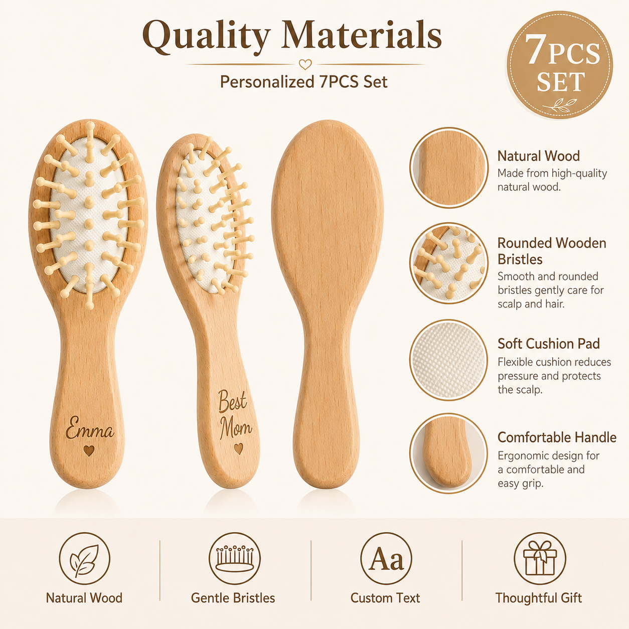 7 szt. Personalizowane drewnia – Hair Care Names recenzja i cena