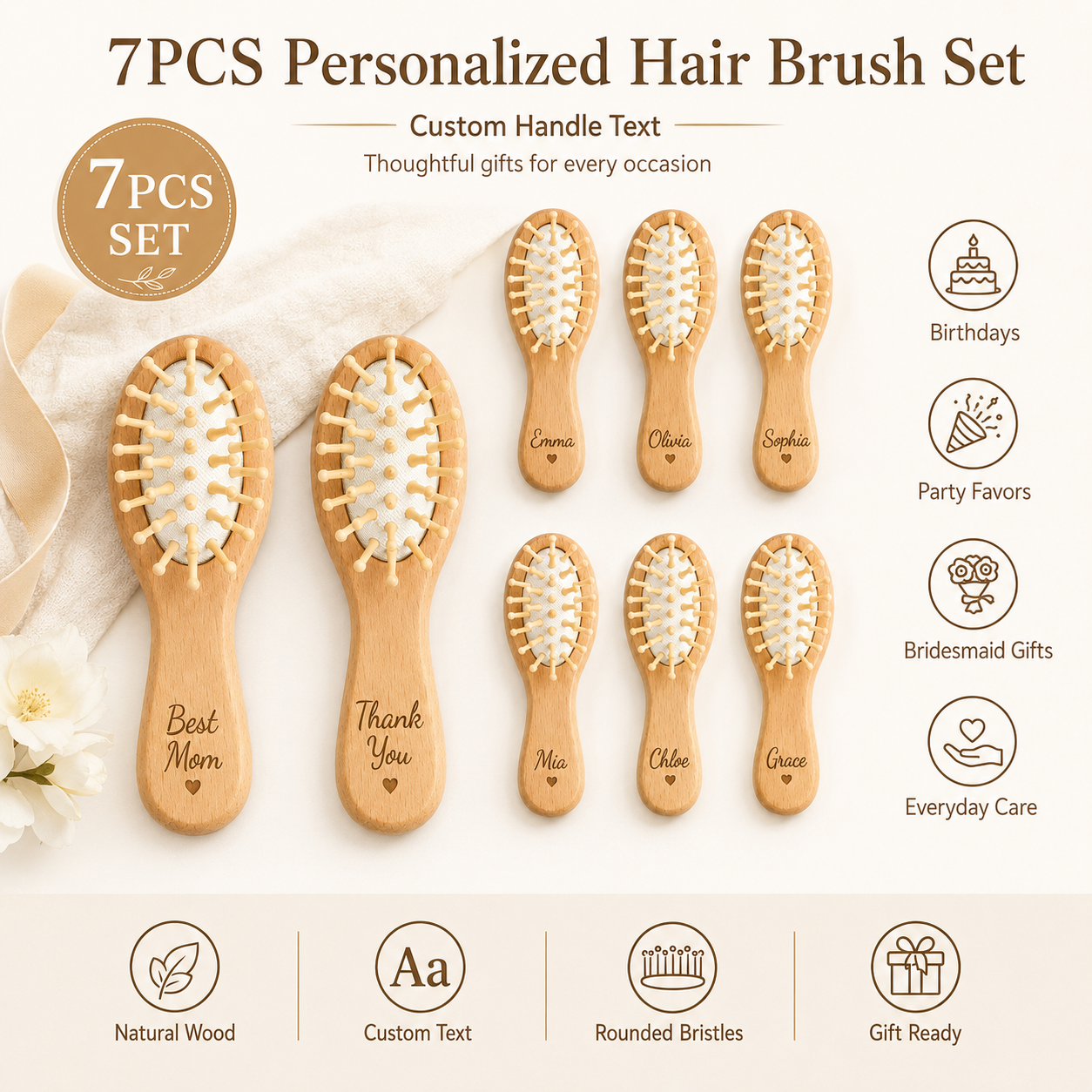 7 szt. Personalizowane drewnia – Hair Care Names recenzja i cena